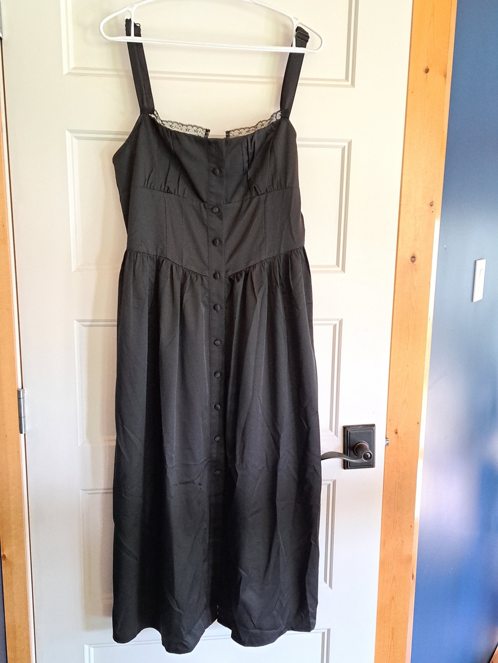 RIHOAS Black Button-Front Midi Sundress